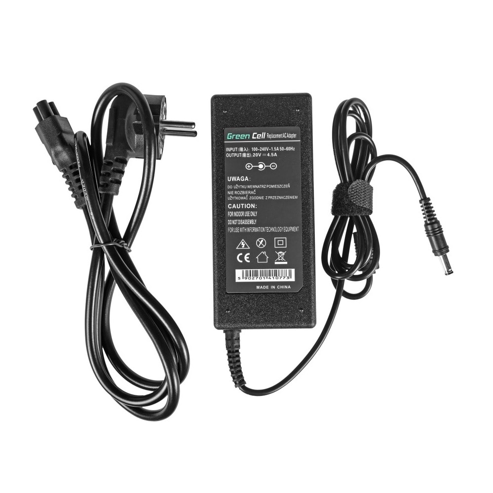 Green Cell lader / AC Adapter til Fujitsu-Siemens 90W / 20V 4.5A / 5.5mm-2.5mm