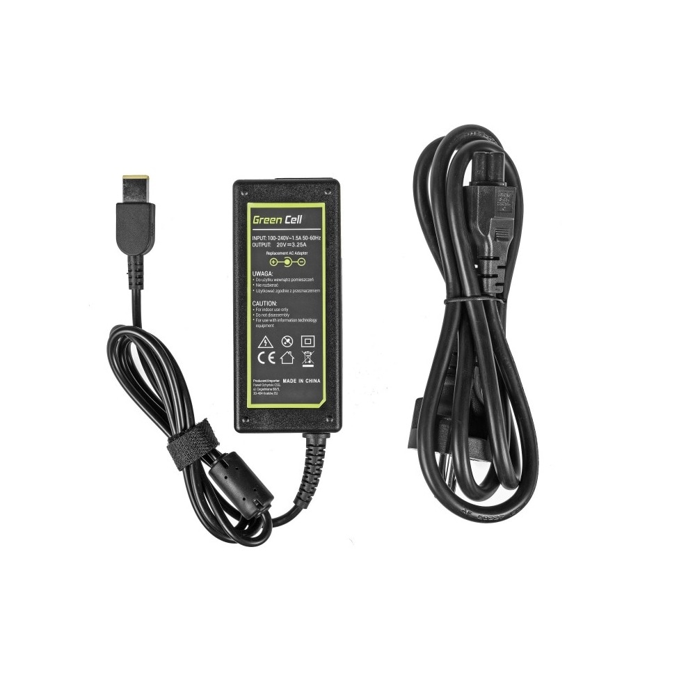 Green Cell lader / AC Adapter til Lenovo 65W / 20V 3.25A /