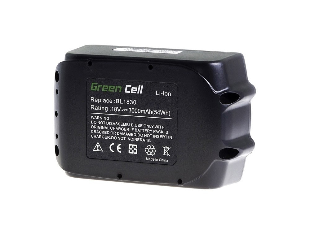 Green Cell værktøjsbatteri BL1830 til Makita BDF450SFE BTL061RF BTW450RFE