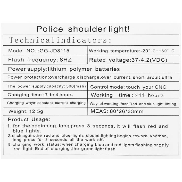 Blålyslygte LED DC 3.7-4.2V