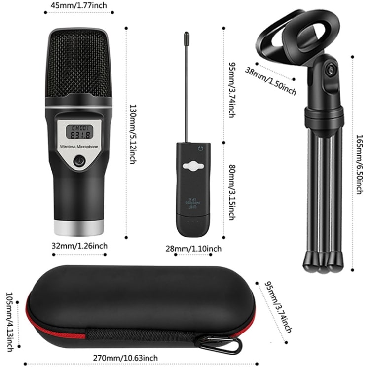 Yanmai USB Trådløs Kondensatormikrofon med Stativ og Modtager