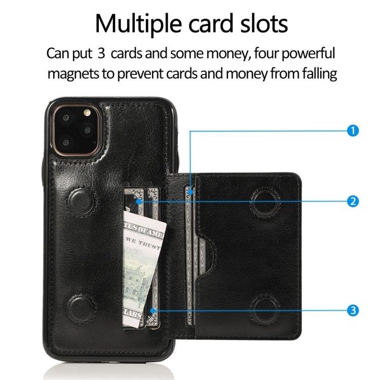 Tegnebogscover med stativ og tegnebog iPhone 11 Pro Max Sort