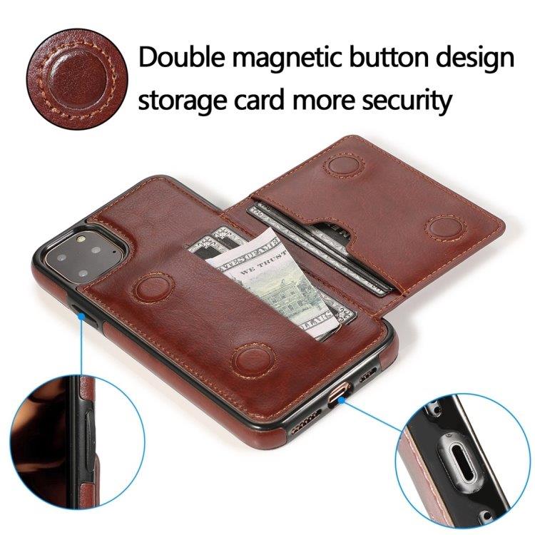 Tegnebogscover med stativ og tegnebog iPhone 11 Pro Max Brun