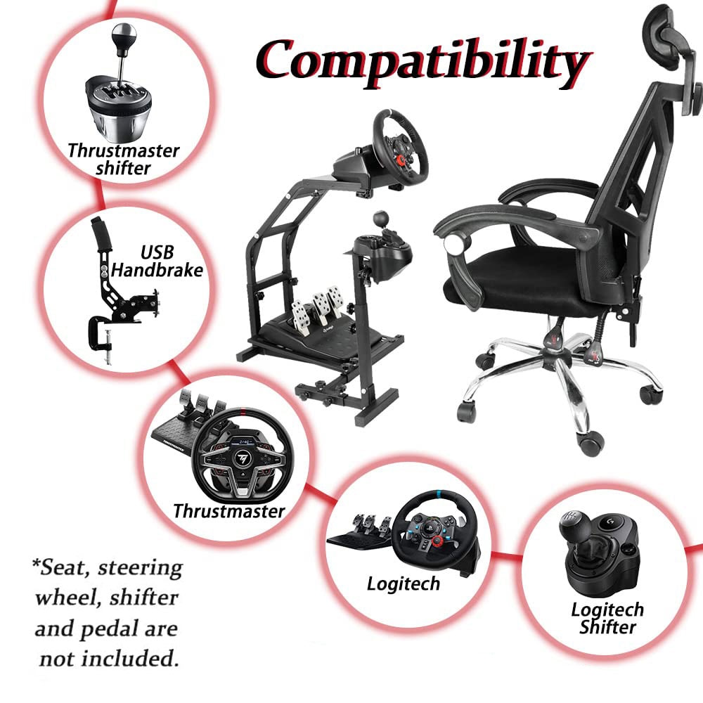 Racerstand til rat og pedaler – kompatibel med Thrustmaster og Logitech