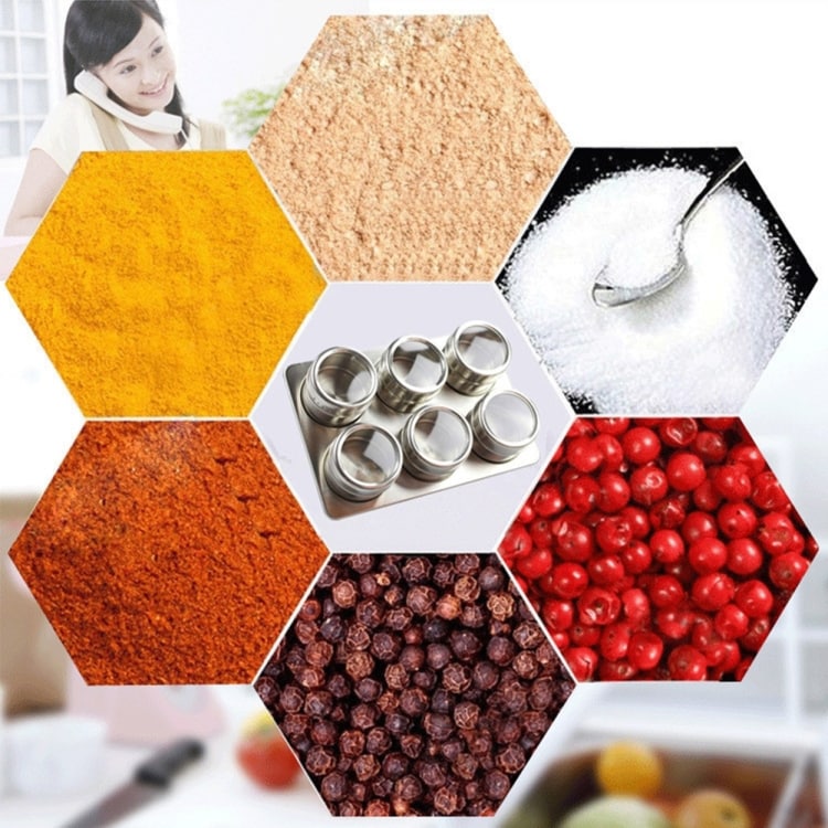 Opbevaring til krydderier i rustfrit stål - 6 dåser