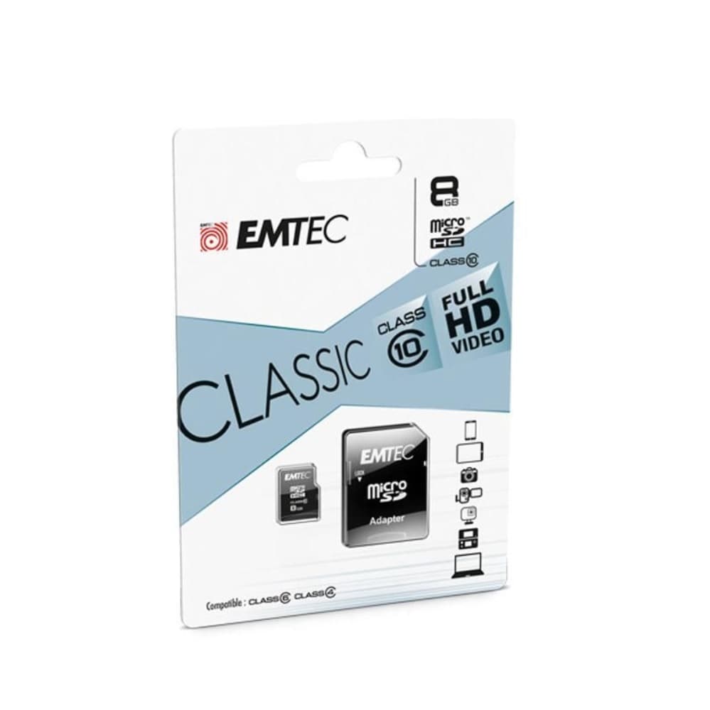 microSDHC 8GB EMTEC + adapter CL10 Classic blister