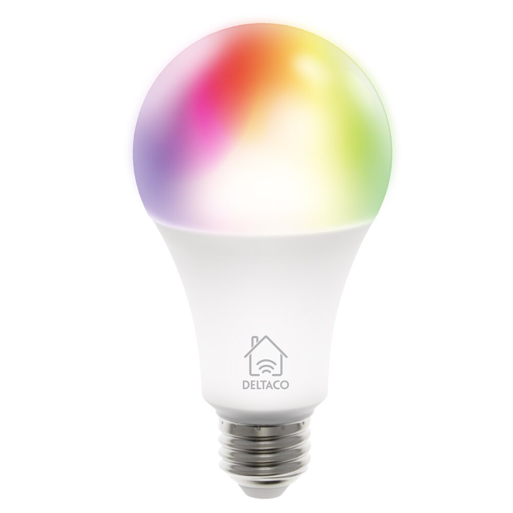 DELTACO SMART HOME Wi-fi RGB LED-pære, E27 9W 810 lm