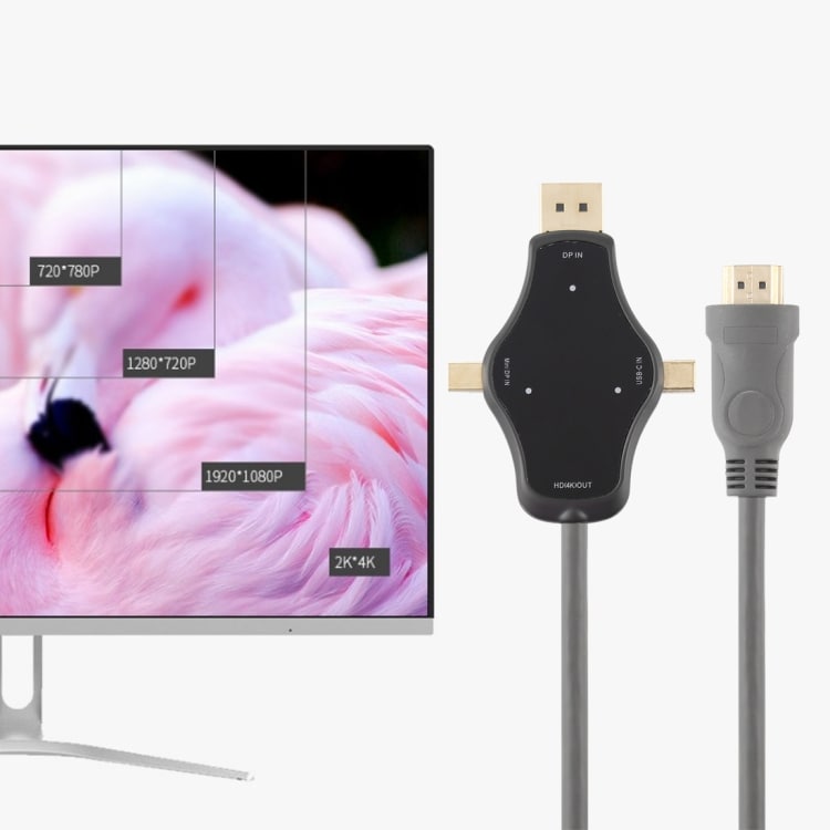 Adapterkabel DisplayPort - Mini DisplayPort + USB Type-C til HDMI 4K