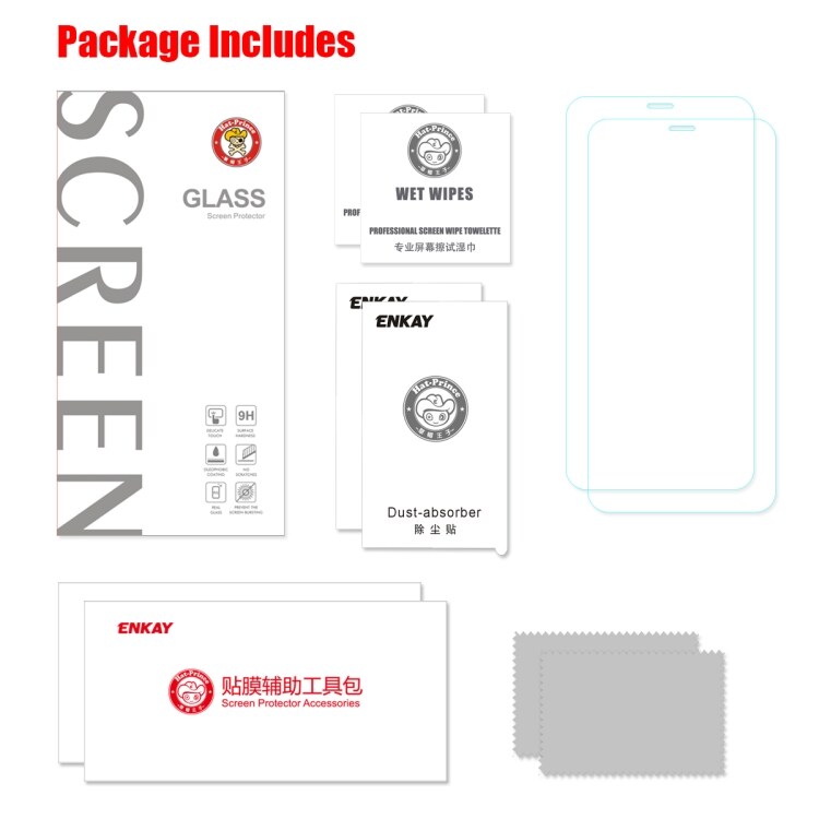 ENKAY 9H 2.5D Curved Edge Skærmbeskyttelse iPhone 11 PRO - Pakke med 2 stk.