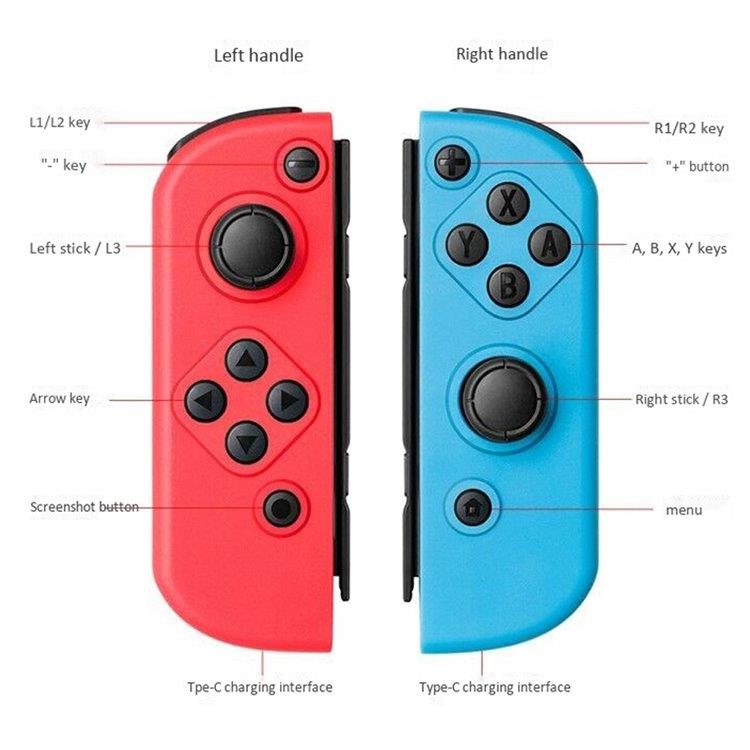Højre- og Venstrekontrol til Switch (Blå + Rød)