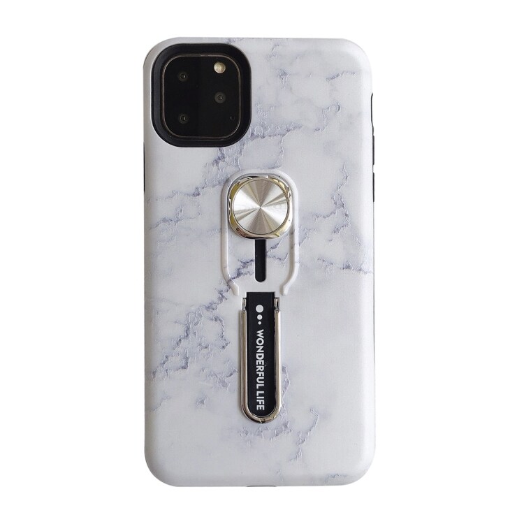 Hvidt Marmorcover til iPhone 11 med Magnet & Fingerholder