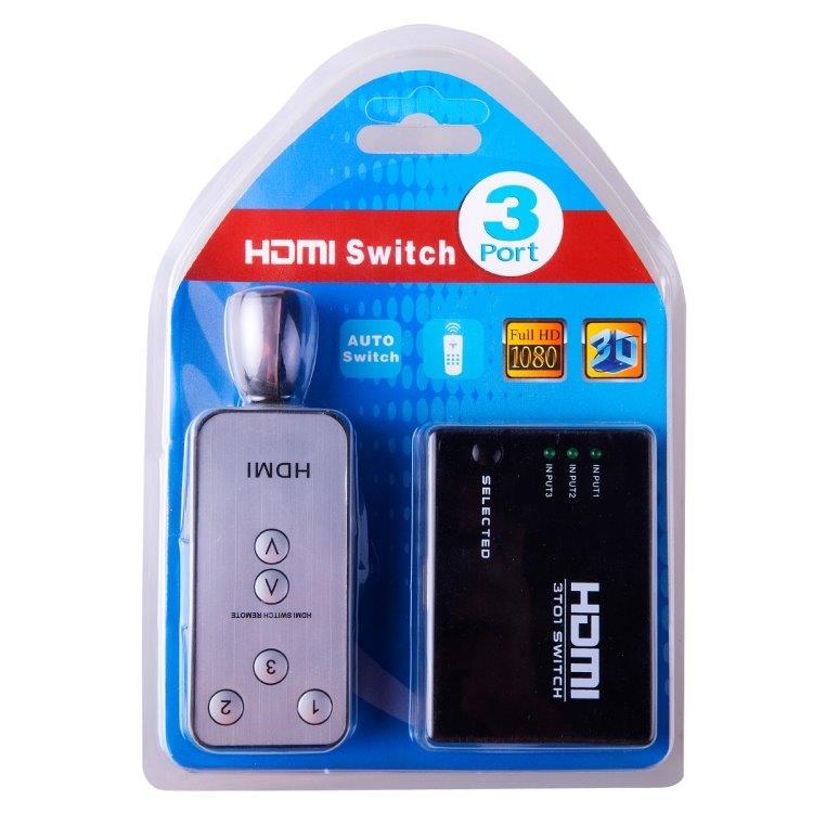 HDMI 3-i-1 Switch 1080P med IR Fjernbetjening