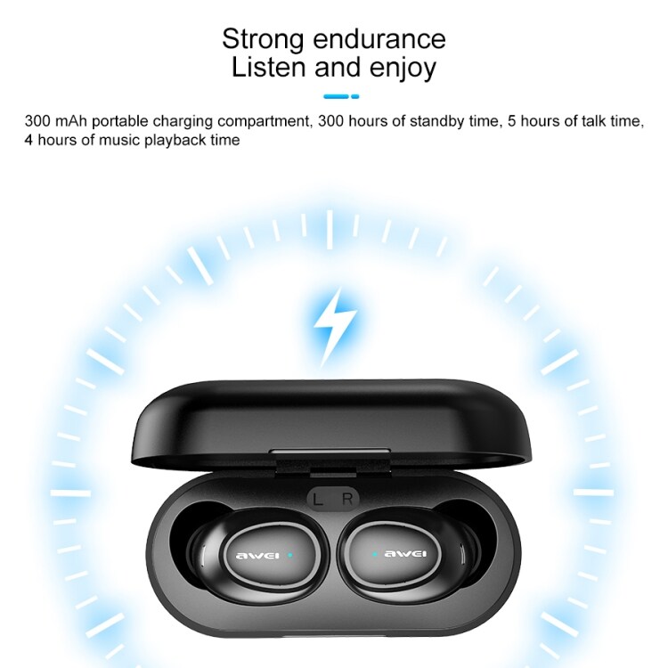 Trådløst Sportsheadset Awei T6 Bluetooth V5.0 - Sort