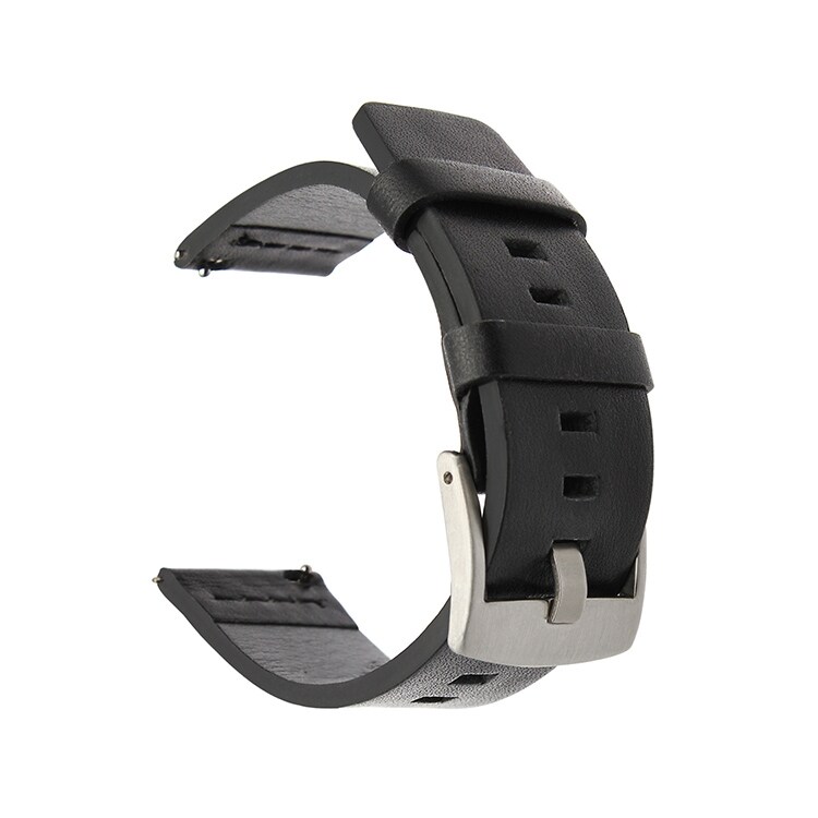 Læderurrem til Apple Watch/ Galaxy Gear S3 /Moto 360 2nd - Sort 24 mm