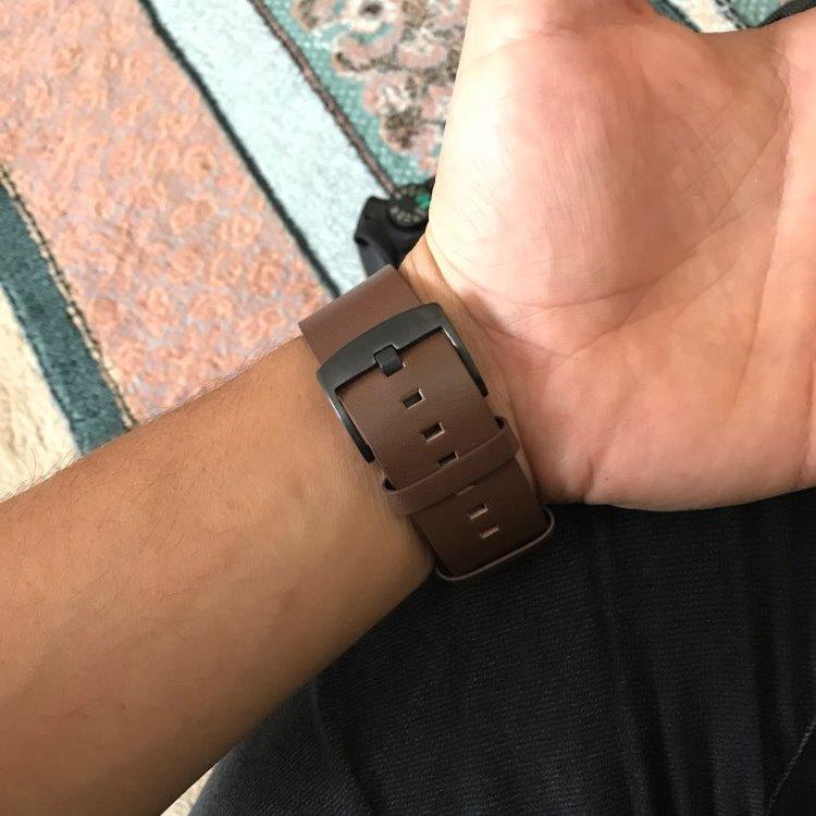Læderurrem til Apple Watch/ Galaxy Gear S3 /Moto 360 2nd - Sort 22 mm