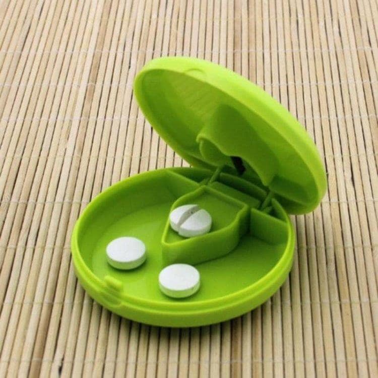 Rund Medicinæske med Tabletdeler - Grøn