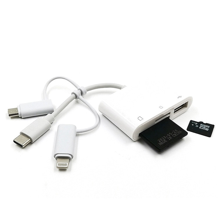Adapter USB-C / iPhone till USB 2.0 + SD / TF / OTG