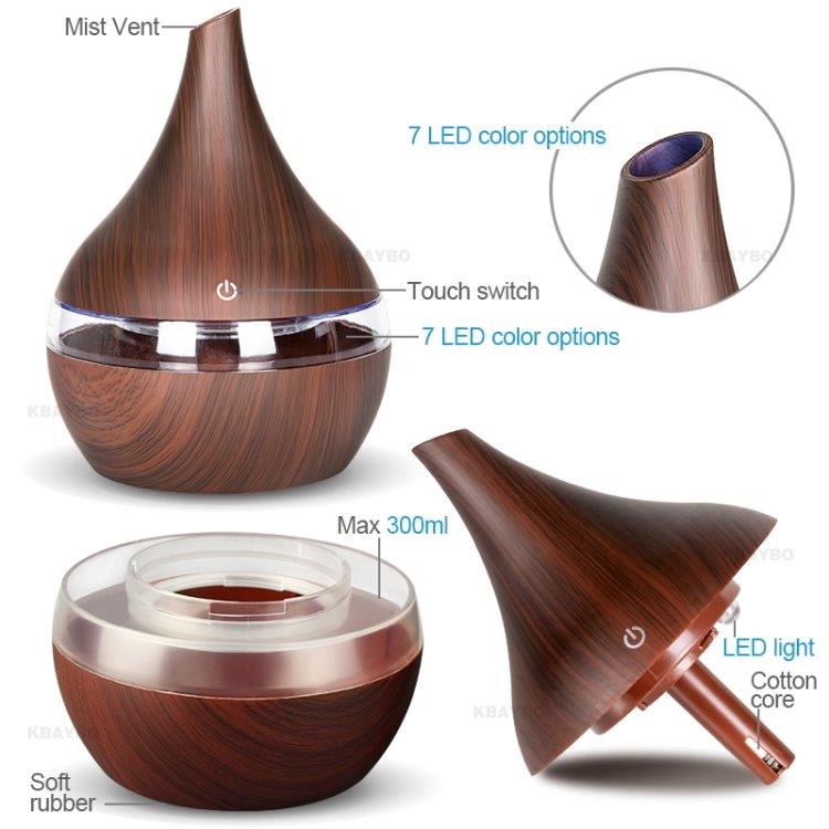 USB Luftfugter med Aroma 300 ml - Mørkt Træ