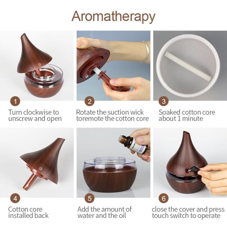 USB Luftfugter med Aroma 300 ml - Mørkt Træ