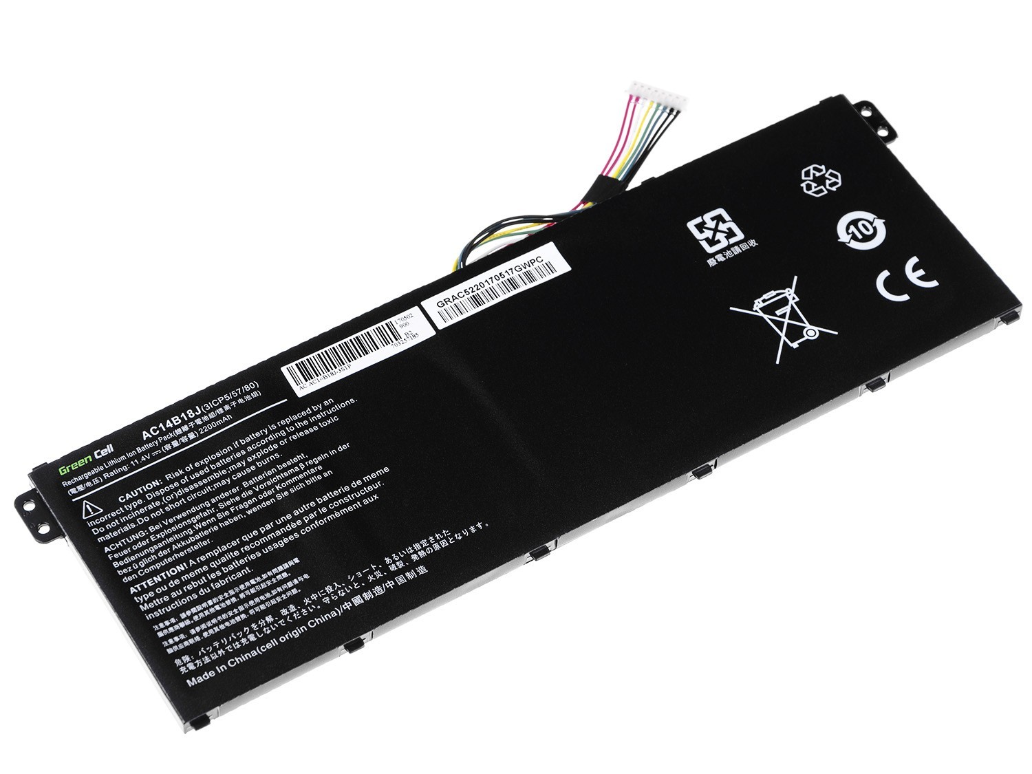 Laptopbatteri til Acer Aspire E 11 ES1-111M ES1-131 E 15 ES1-512 / 11,4V 2200mAh