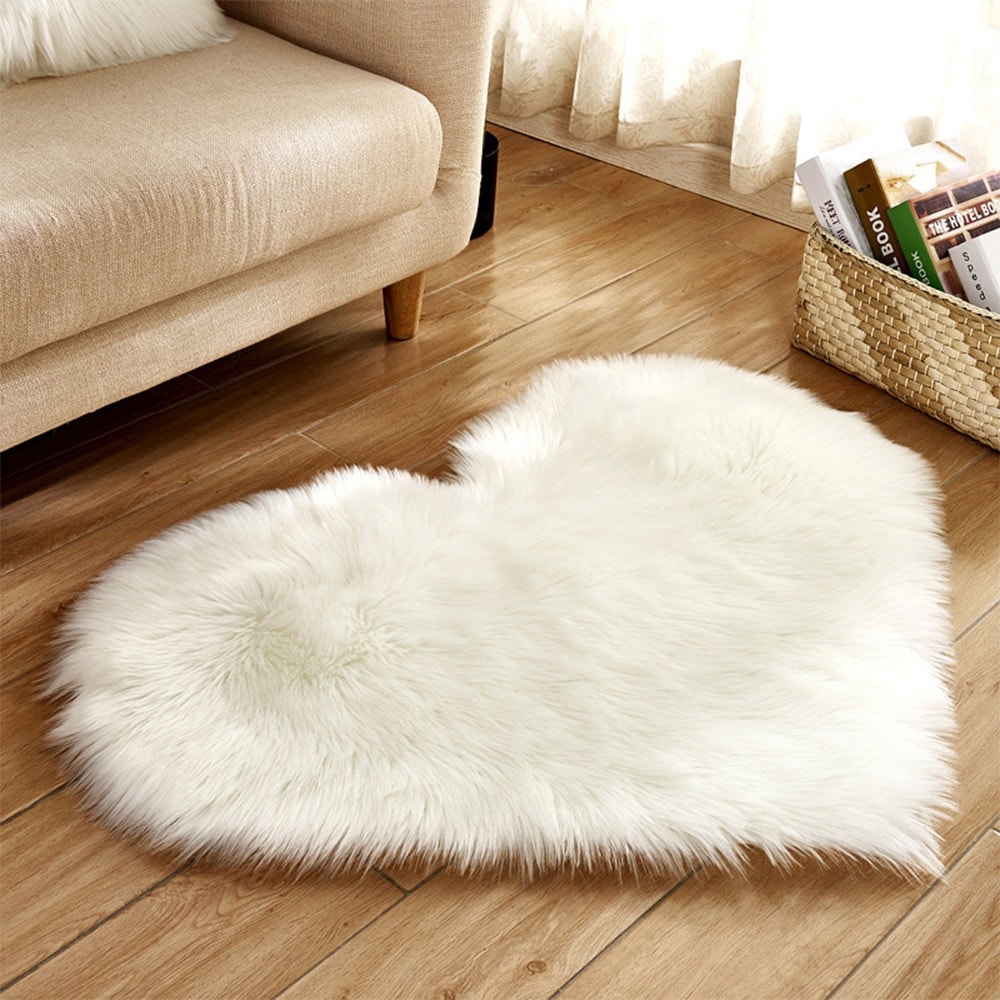 Hjerteformet Måtte Fluffy 40x50 cm Hvid