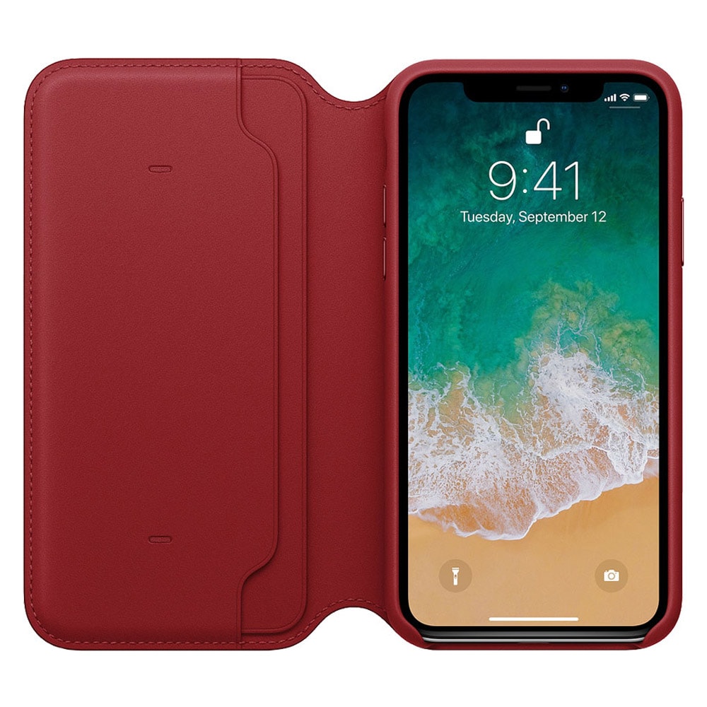 Apple MRQD2ZM Leather Folio iPhone X - Rød