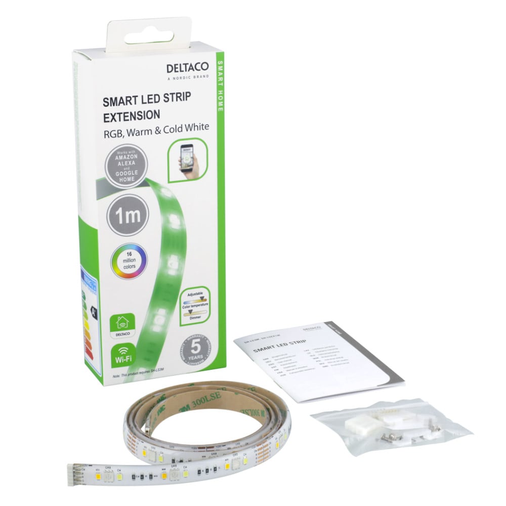 Deltaco Smart Home RGB LED-Liste-Forlængning 1m