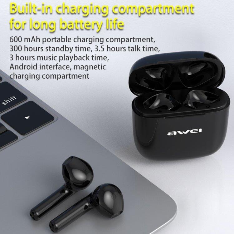 AWEI T26 Sorte Bluetooth Høretelefoner med ladebox
