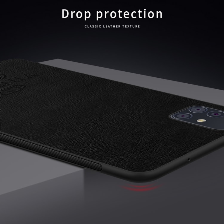 TPU beskyttelsescover med lædertextur til Samsung Galaxy A51, sort