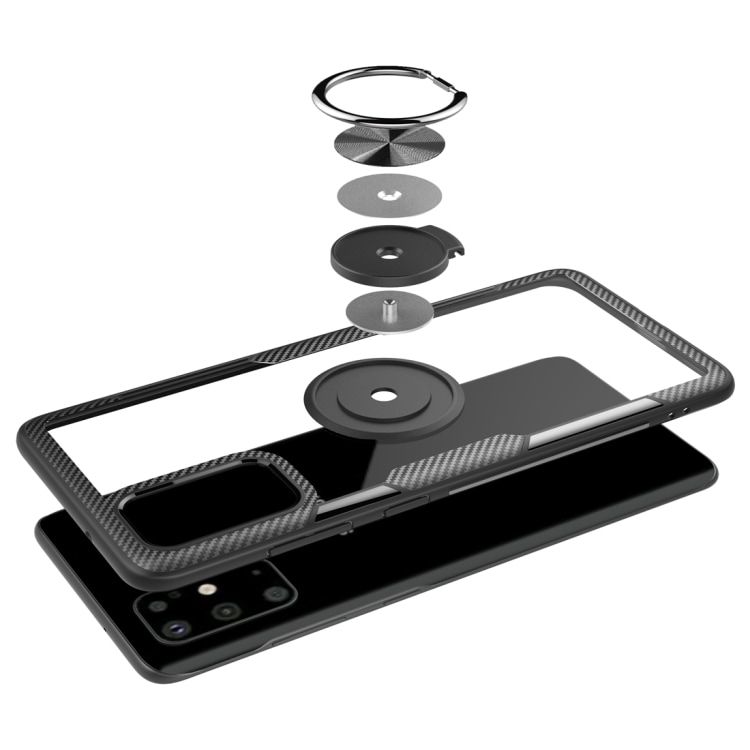 TPU-beskyttelsescover med mobilring til Samsung Galaxy S20, sølv/sort