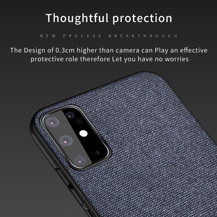 TPU-beskyttelsescover med textiltextur til Samsung Galaxy S20+, sort