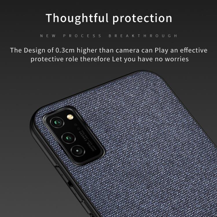 Shockproof TPU-cover med textiltextur til Huawei Honor V30, sort