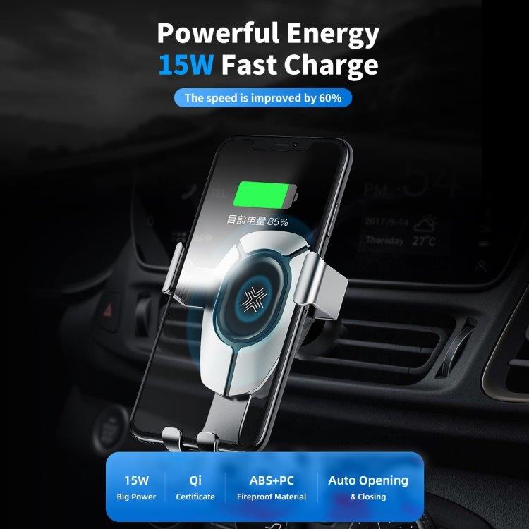 Gravity Smartphone Bilholder luftventil & Trådløs lader , sølvfarvet