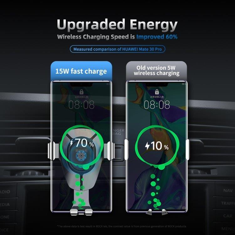 Gravity Smartphone Bilholder luftventil & Trådløs lader , sølvfarvet