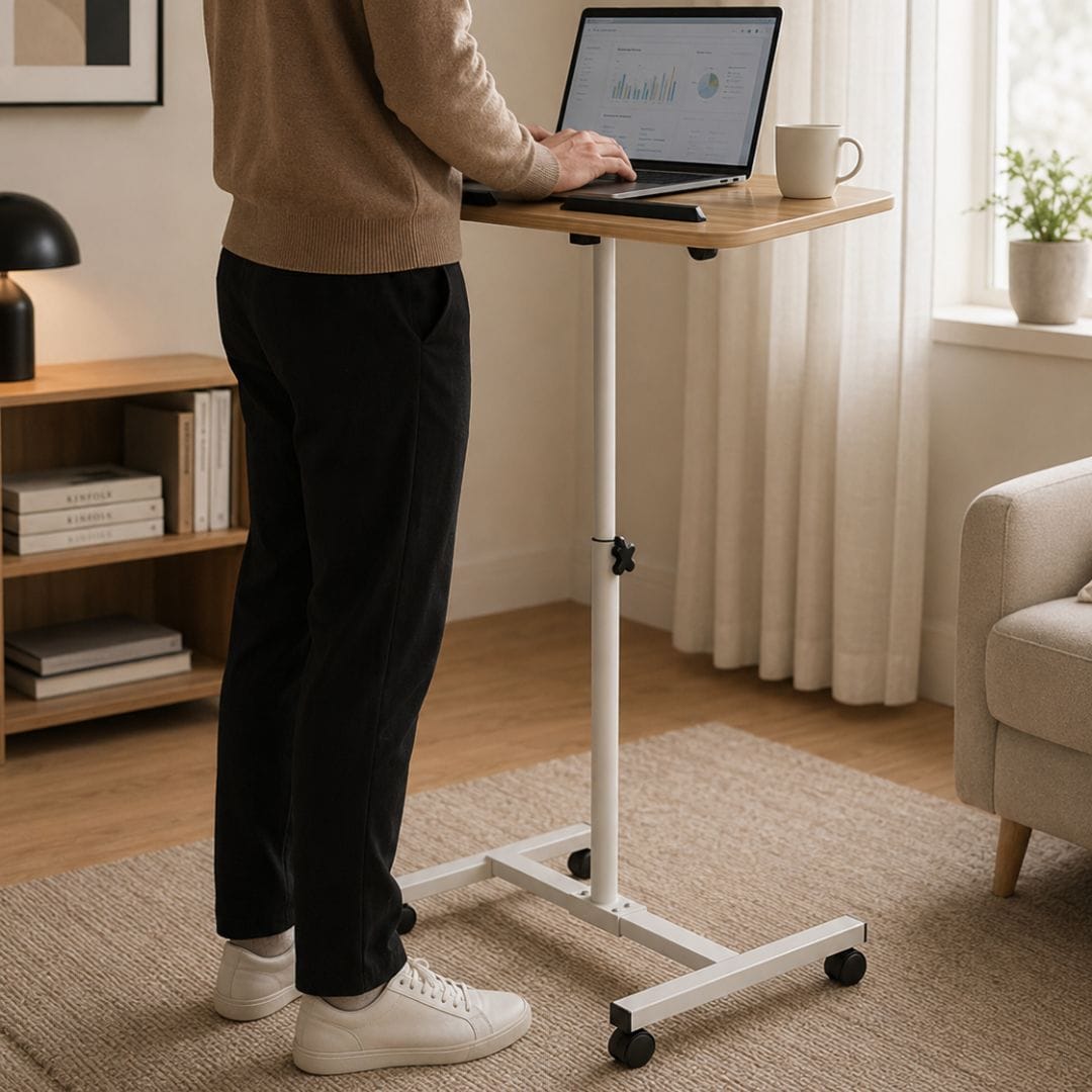Hæv- og sænkbart laptopbord med hjul