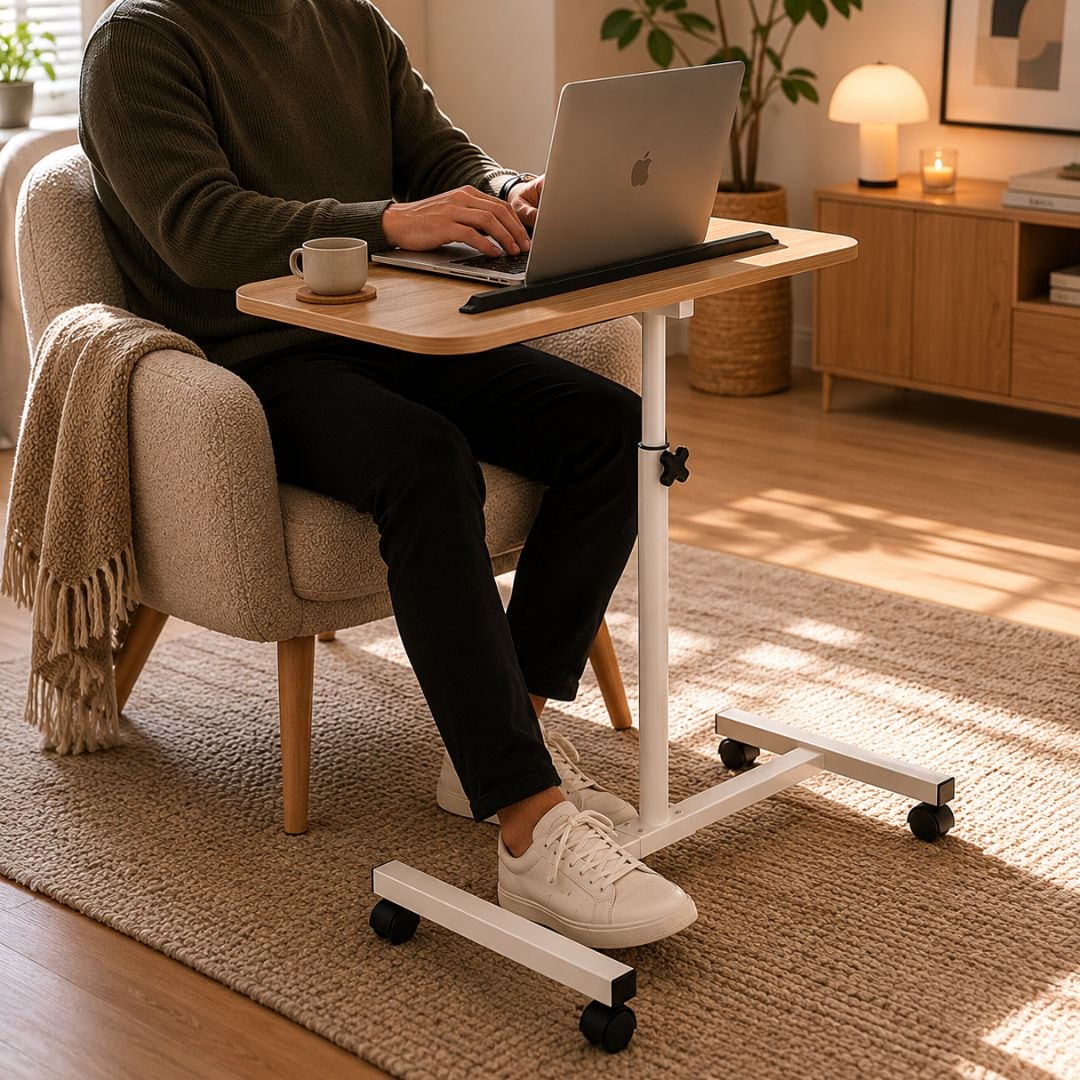 Hæv- og sænkbart laptopbord med hjul
