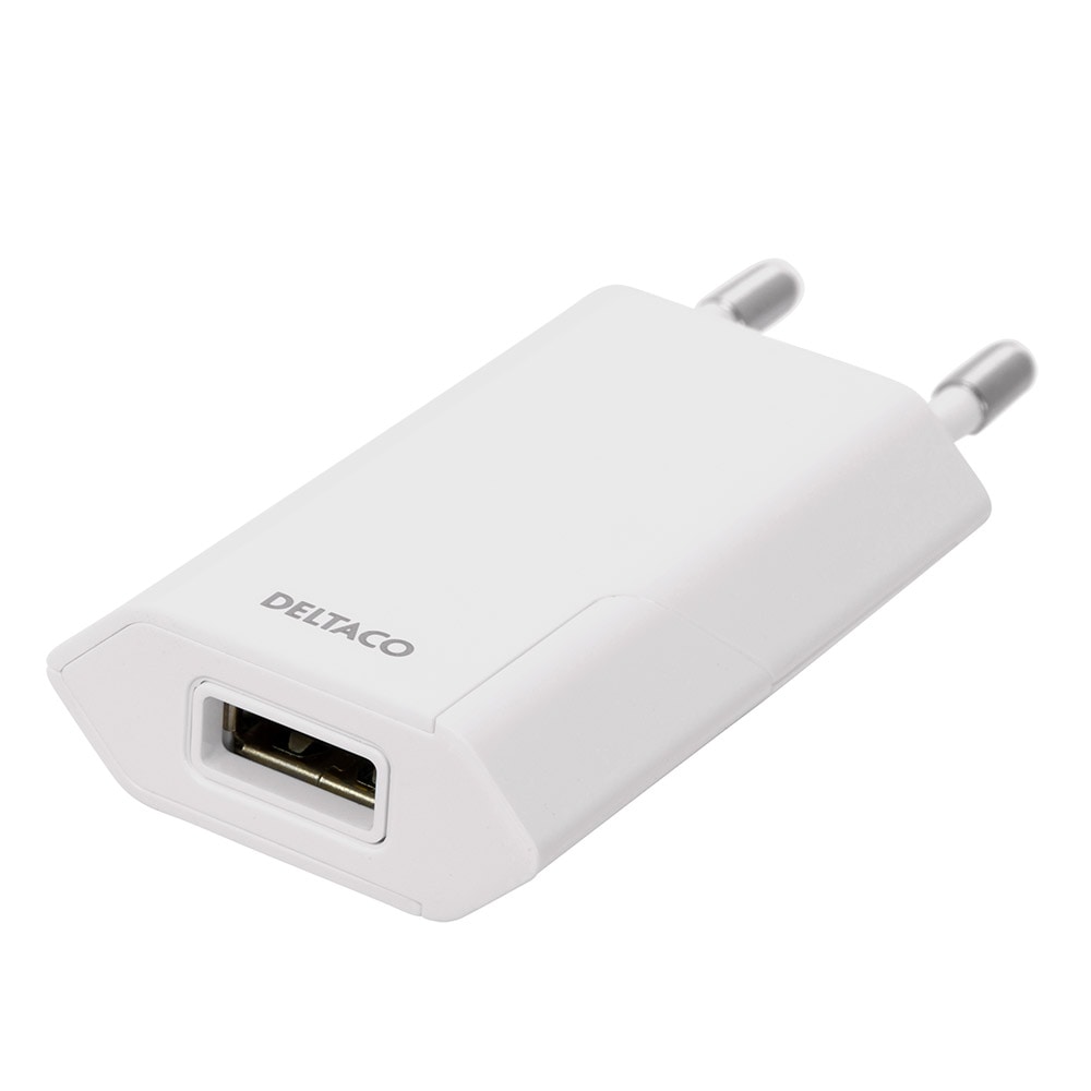Deltaco USB-væglader 1A Sort