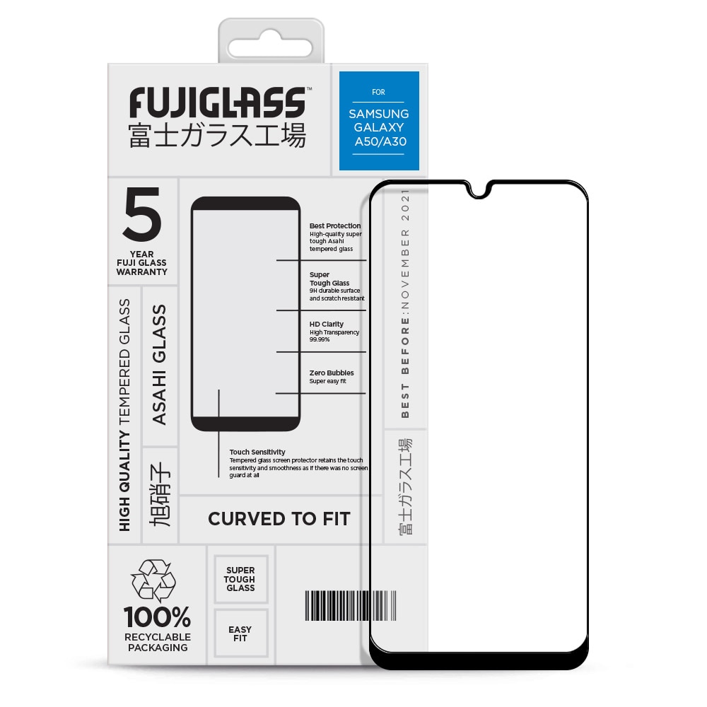 Fuji Curved Skærmskåner Samsung Galaxy A50/A30 Klar/Sort