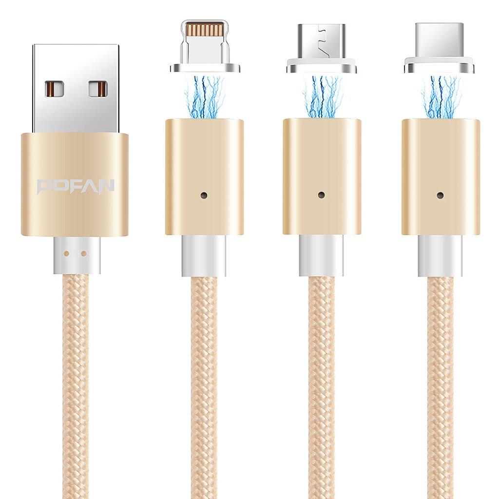 Smart Magnetisk USB-ladekabel med LED - Micro USB / iPhone / USB Typ C
