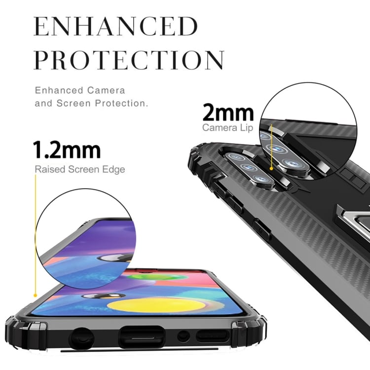 Beskyttelsescover med ring Samsung Galaxy A70s - Sort