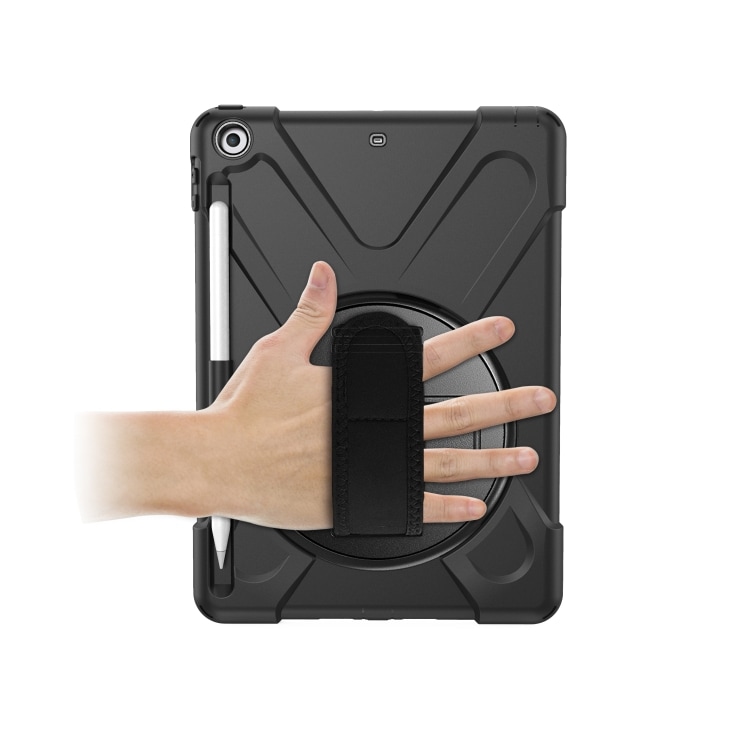 Beskyttelsescover med håndrem, skulderrem, stativ & penneholder iPad 9.7, Sort