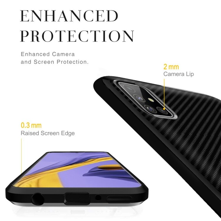 TPU-cover Samsung Galaxy M40s, Carbon Fiber+Sort