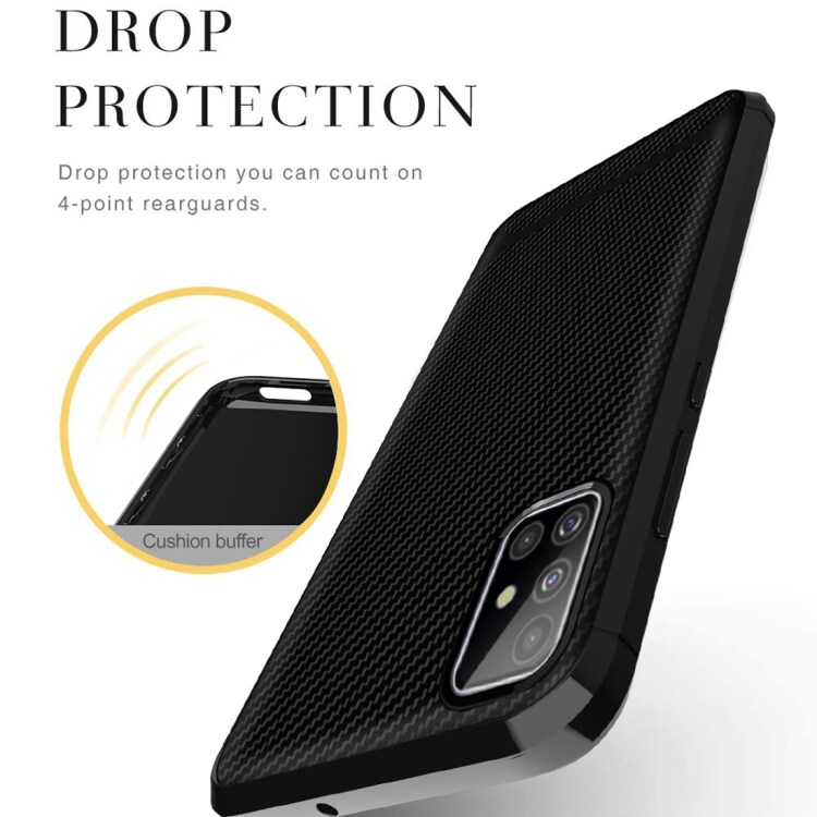 TPU-cover Samsung Galaxy M40s, Carbon Fiber+Sort