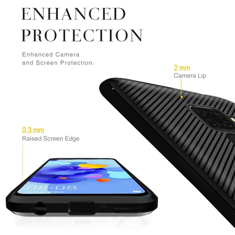 TPU-cover Huawei nova 5i Pro / Mate 30 Lite, Carbon Fiber+Sort