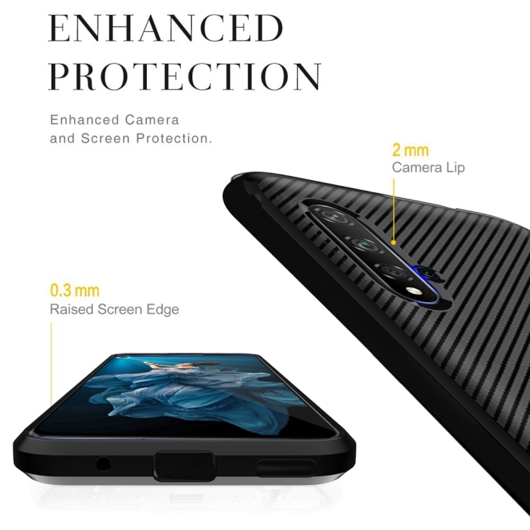 TPU-cover Huawei nova 5T / Honor 20s, Carbon Fiber+Sort