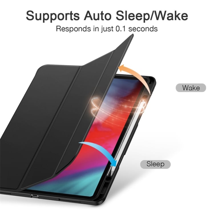 Tri-fold foderal, penneholder & Sleep/Wake-up iPad Pro 12.9 (2020), Sort