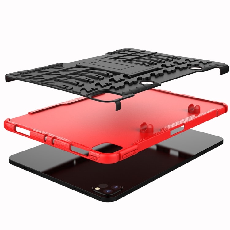 Beskyttelsescover med stativ og dækmønster iPad Pro 11 (2020), Sort+Rød