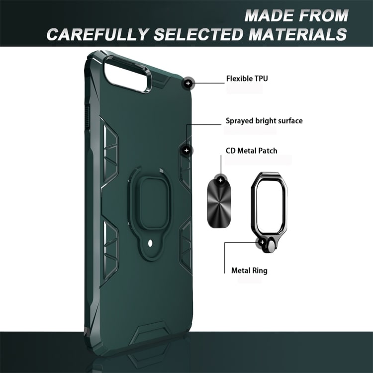 Shockproof TPU-cover med ringholder iPhone 7 Plus / 8 Plus, Sort