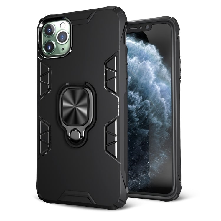 Shockproof TPU-cover med ringholder iPhone 11 Pro, Sort