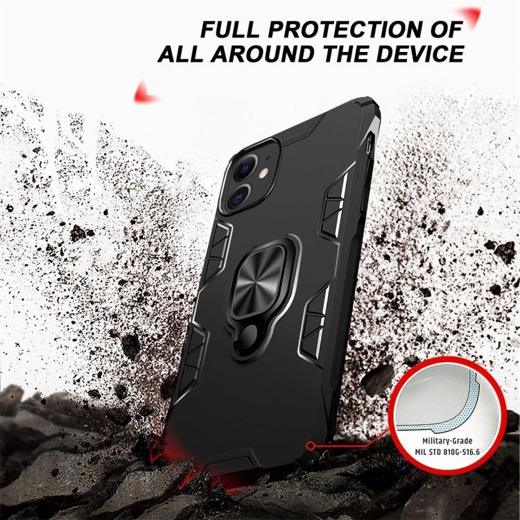 Shockproof TPU-cover med ringholder iPhone 11, Sort